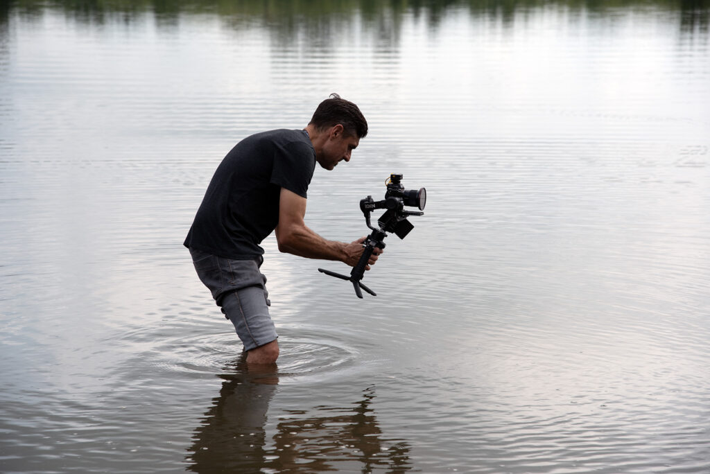 Shooter Nick Kapanke on the banks of Plum Creek.